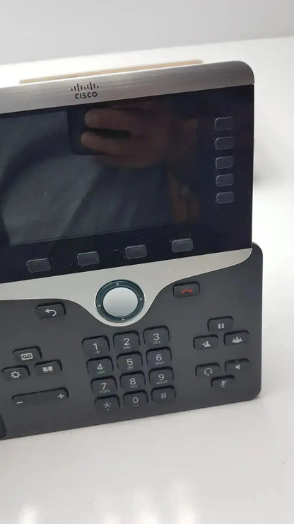 Black Cisco CP-8841 IP phone color VoIP PoE with touchscreen display and silver accents for professional use