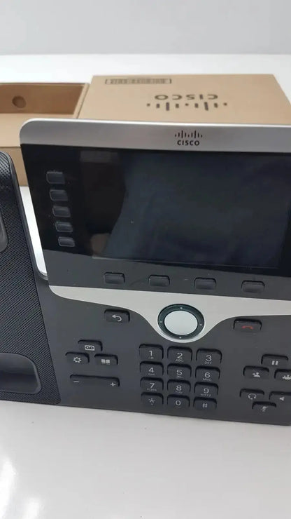 Black cisco cp-8841 ip phone with color voip poe touchscreen display and silver accent trim for professional use