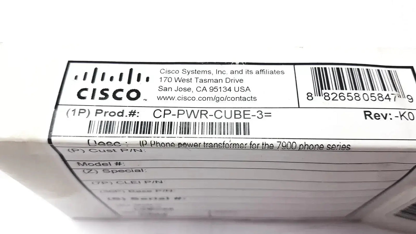 Cisco cp-pwr-cube-3 ip phone power supply for 7900 series with black compact design and reliable phone power delivery