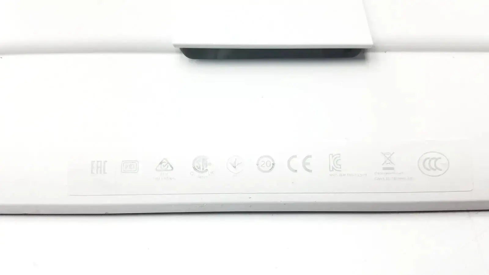 White rectangular matte finish cisco touch 10 control panel back with embossed certification logos used medical equipment for sale