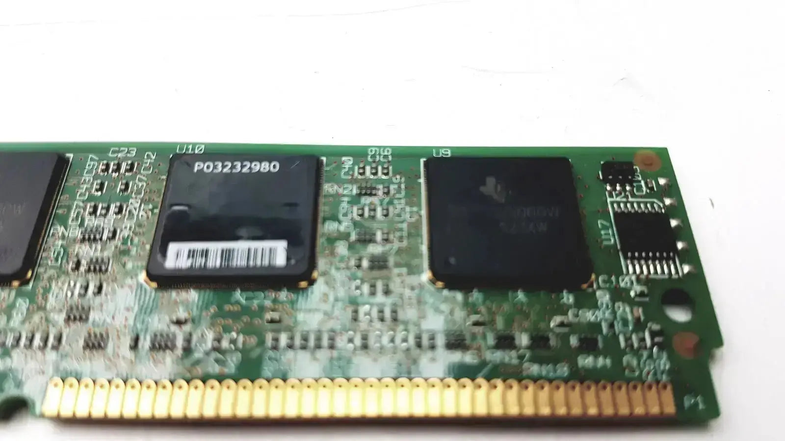 Green circuit board dsp module with black integrated circuits and gold contacts for cisco pvdm2-64 high density voice dsp module