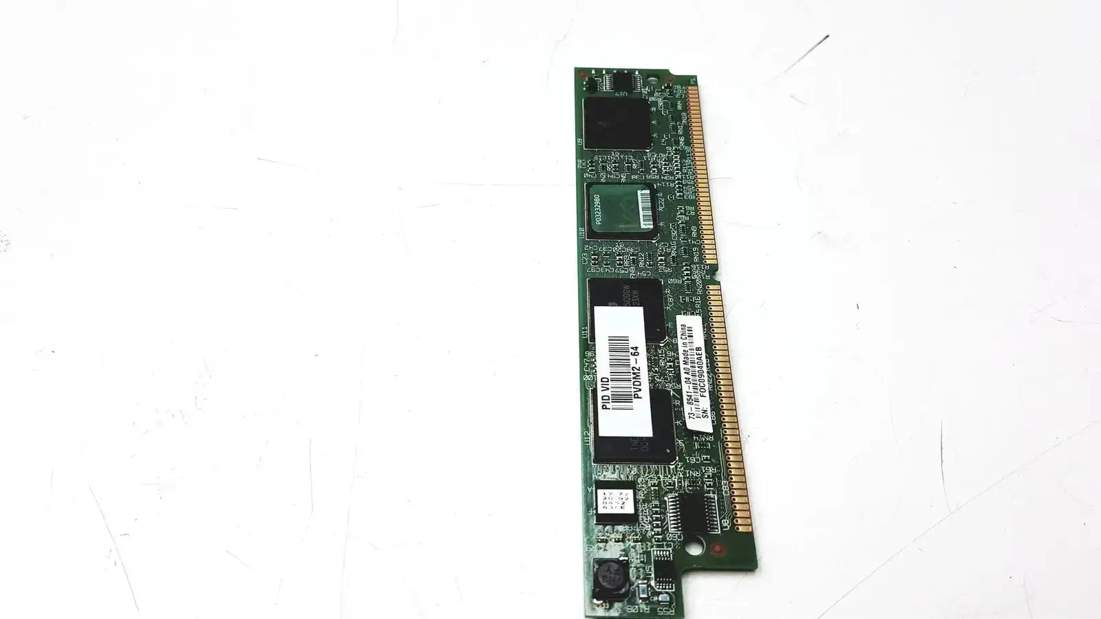 Green high density Cisco PVDM2-64 voice dsp module with black chips and gold contacts for packet fax and voice processing