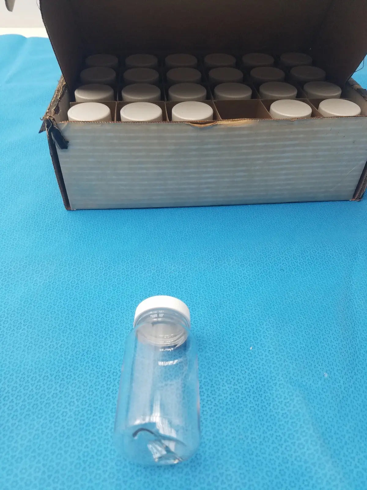 Clear PET Wide Mouth Packer Bottles - White Screw Top Cap - Lot of 24