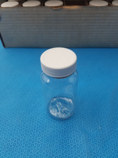 Clear PET Wide Mouth Packer Bottles - White Screw Top Cap - Lot of 24