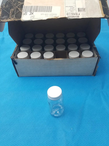 Clear PET Wide Mouth Packer Bottles - White Screw Top Cap - Lot of 24