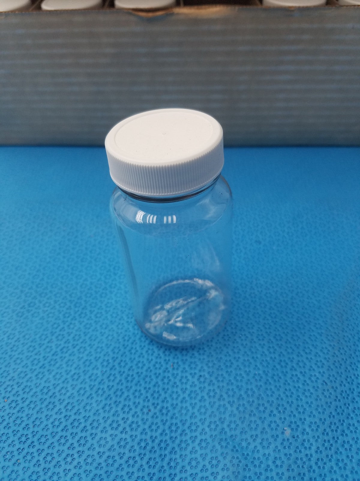 Clear PET Wide Mouth Packer Bottles - White Screw Top Cap - Lot of 24