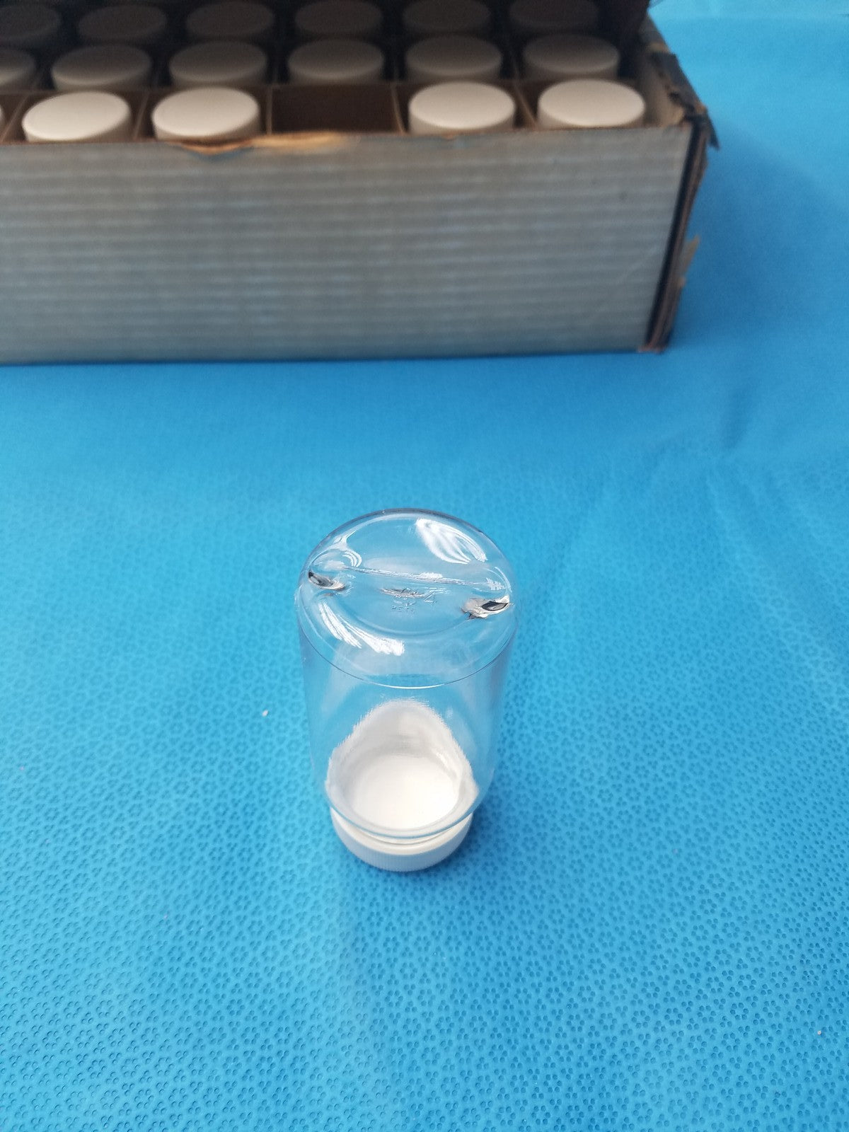 Clear PET Wide Mouth Packer Bottles - White Screw Top Cap - Lot of 24
