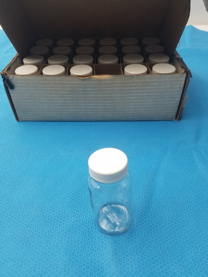 Clear PET Wide Mouth Packer Bottles - White Screw Top Cap - Lot of 24