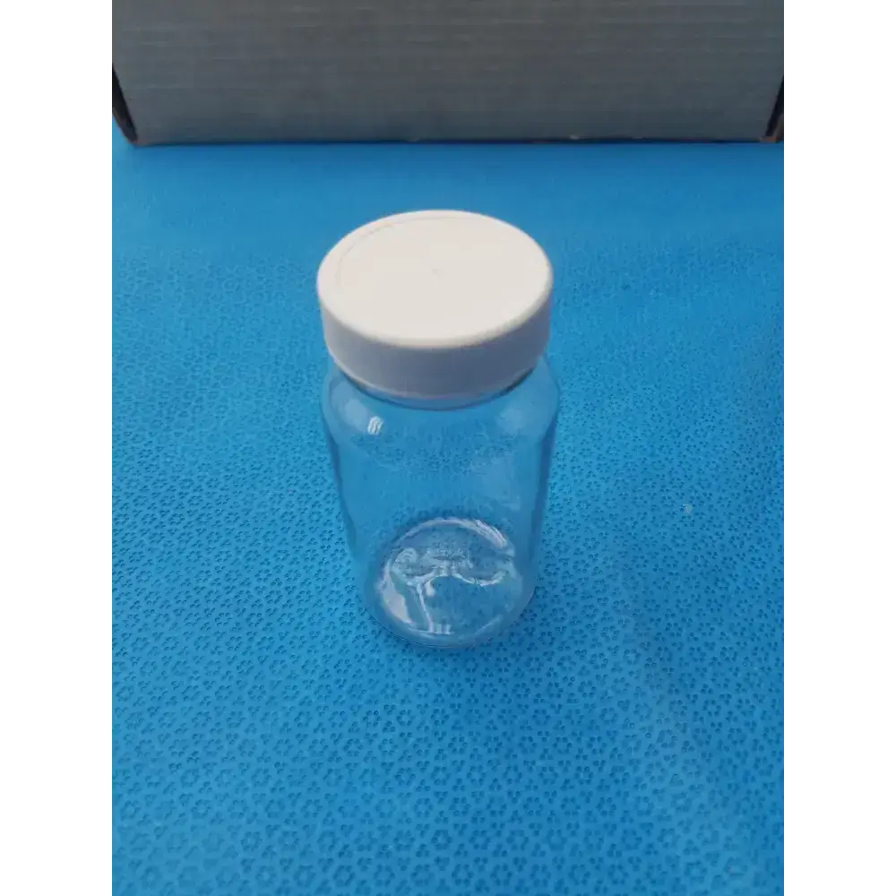 Clear PET Wide Mouth Packer Bottles with White Screw Top Cap - Lot of 24 - Laboratory