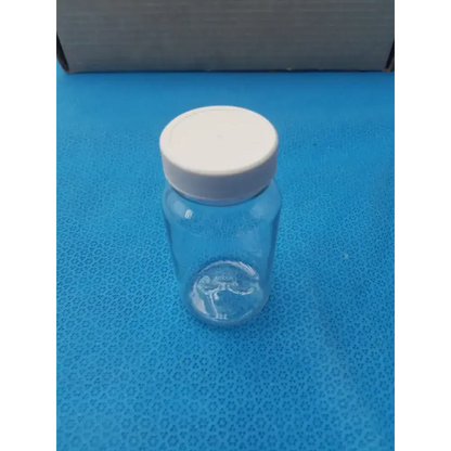 Clear PET Wide Mouth Packer Bottles with White Screw Top Cap - Lot of 24 - Laboratory