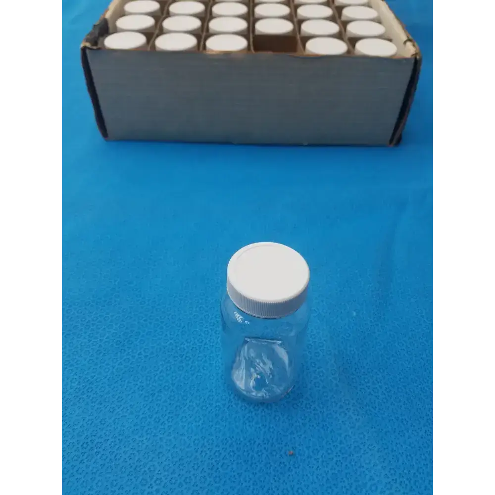 Clear PET Wide Mouth Packer Bottles with White Screw Top Cap - Lot of 24 - Laboratory