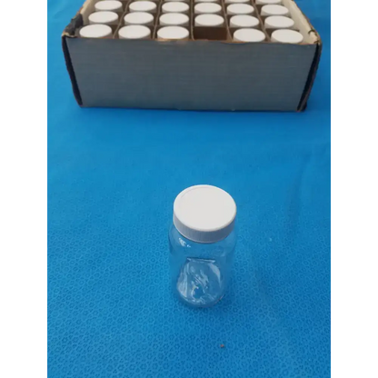Clear PET Wide Mouth Packer Bottles with White Screw Top Cap - Lot of 24 - Laboratory