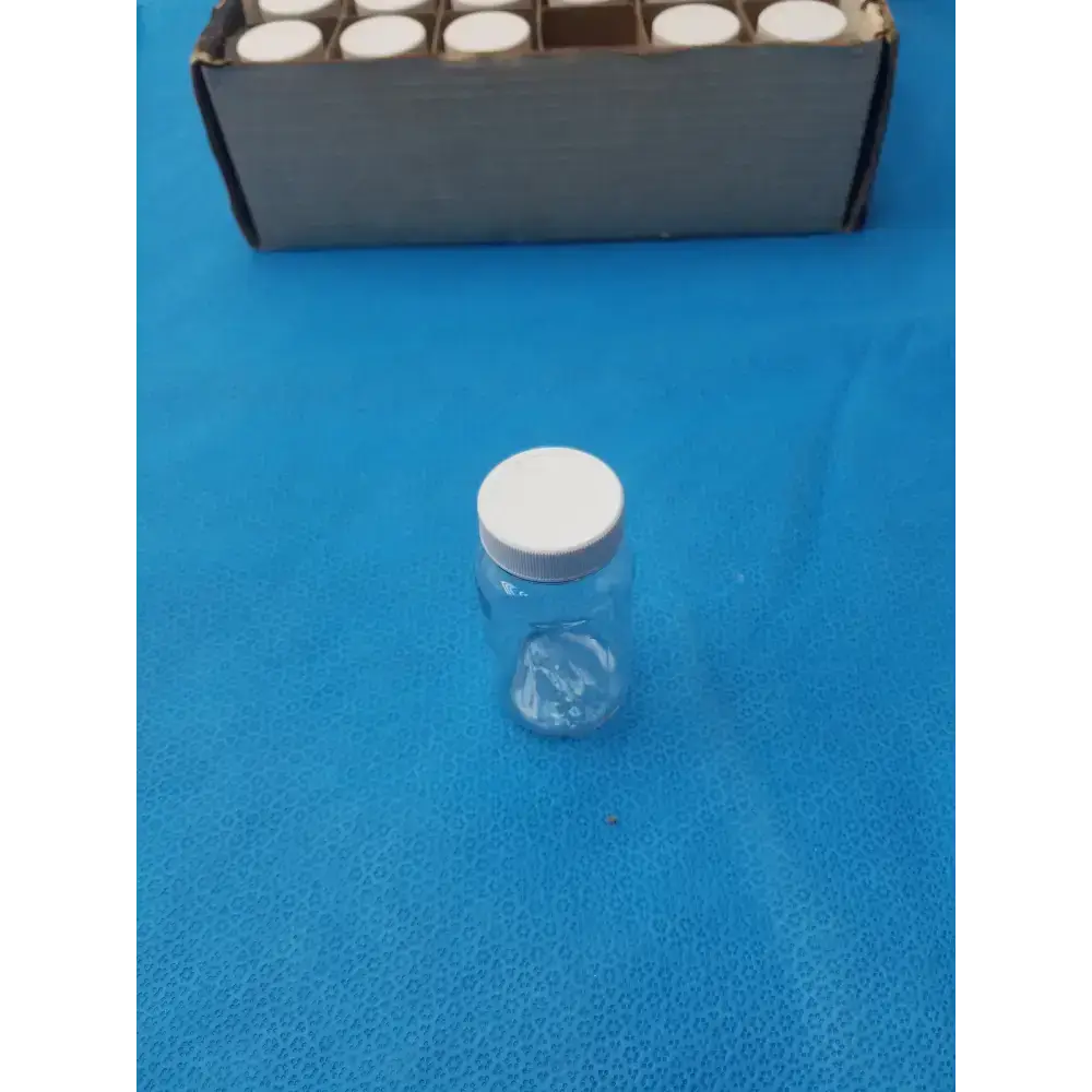 Clear PET Wide Mouth Packer Bottles with White Screw Top Cap - Lot of 24 - Laboratory