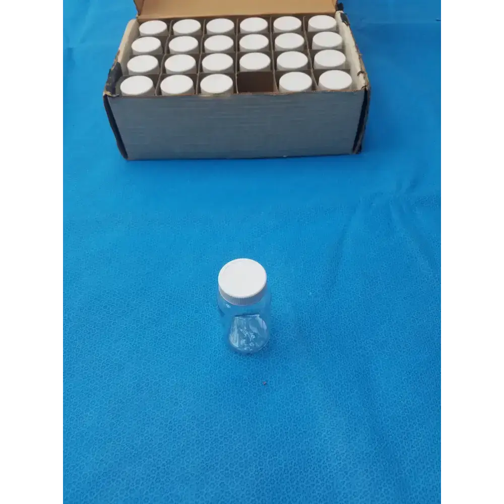 Clear PET Wide Mouth Packer Bottles with White Screw Top Cap - Lot of 24 - Laboratory