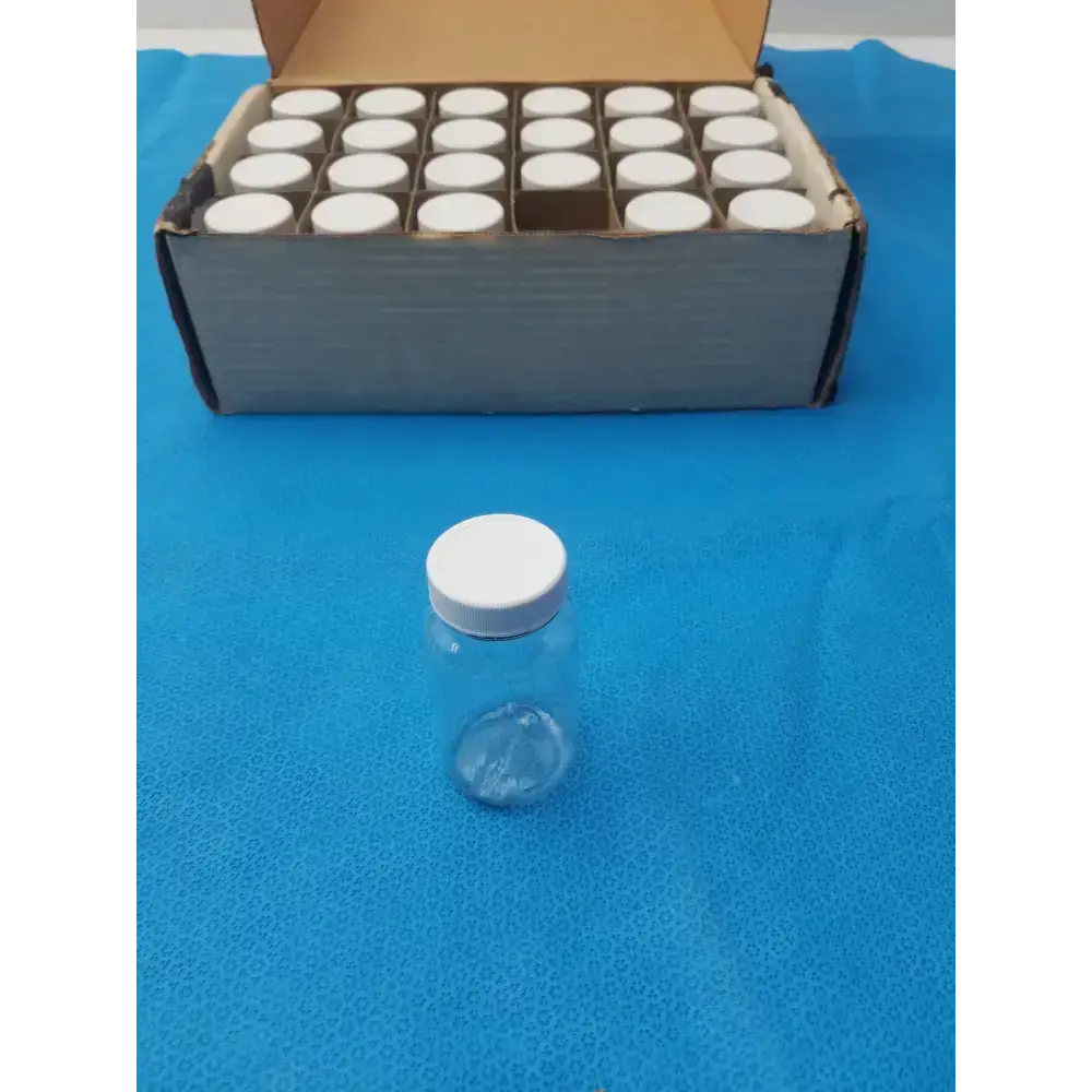 Clear PET Wide Mouth Packer Bottles with White Screw Top Cap - Lot of 24 - Laboratory