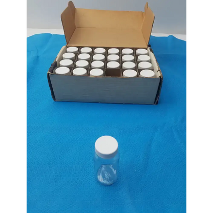 Clear PET Wide Mouth Packer Bottles with White Screw Top Cap - Lot of 24 - Laboratory