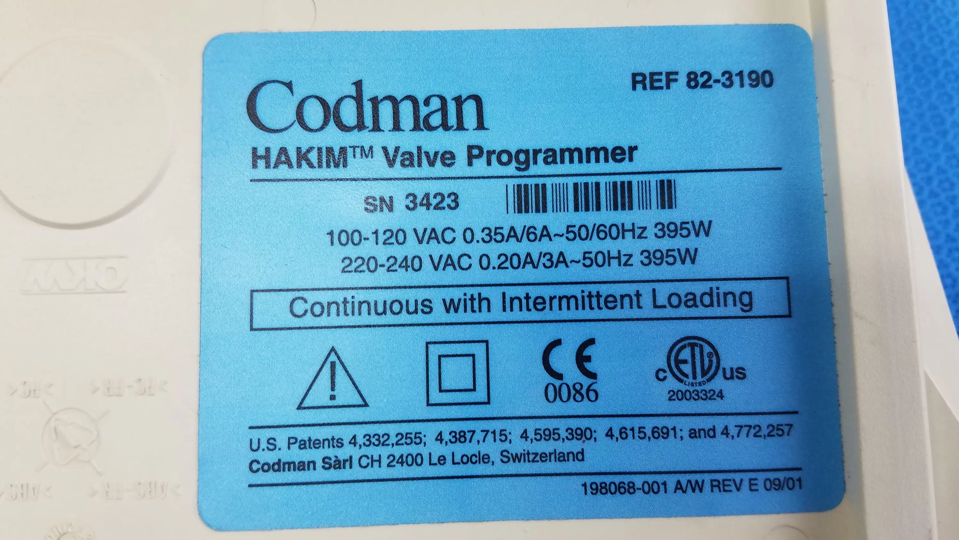 Codman Hakim Valve Programmer Ref 82-3190