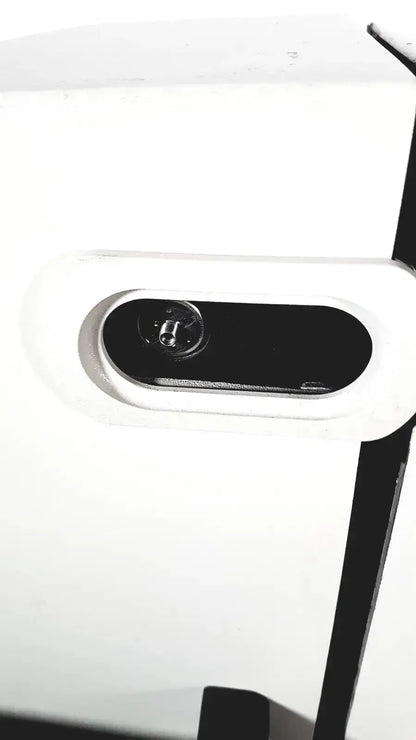 White plastic camera housing with black lens and circular aperture for coherent novus omni ophthalmic photocoagulation laser system