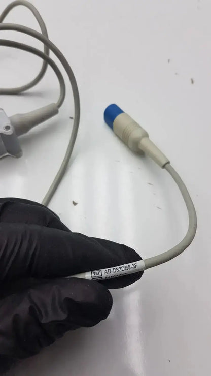 Gray spo2 extension cable with blue and beige connector labeled ref ad-0872d93f for compatible drager spo2 sensor