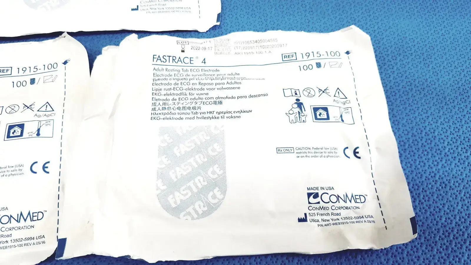 ConMed 1915-100 Fastrace 4 Adult Resting Tab ECG Electrode - Lot of 3 (Expired)
