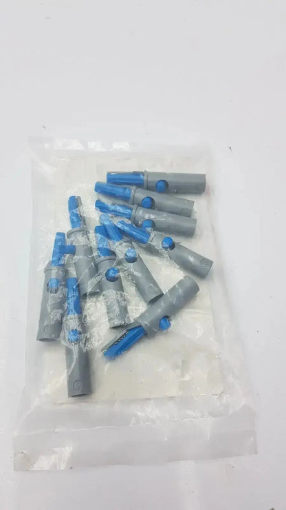 Conmed banana adapter 10 pk with gray and blue plastic cable connectors in a clear plastic bag for secure connections