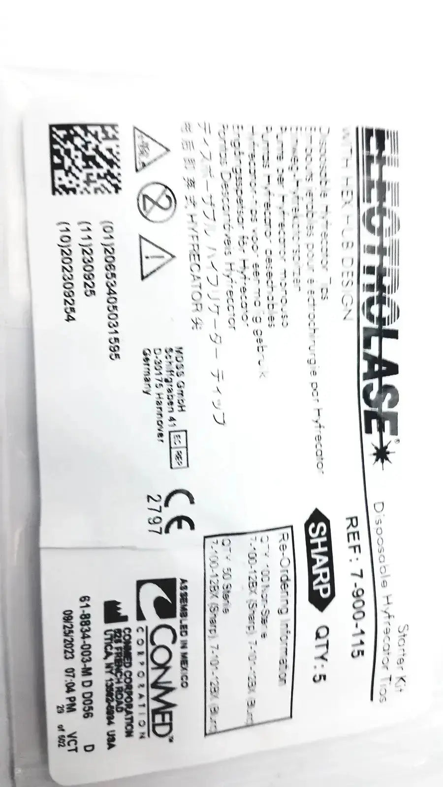 Sharp electrolease disposable hf factor storage kit for conmed hyfrecator 2000 model 7-900-115 used medical equipment for sale