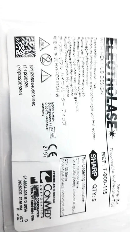 Sharp electrolease disposable hf factor storage kit for conmed hyfrecator 2000 model 7-900-115 used medical equipment for sale
