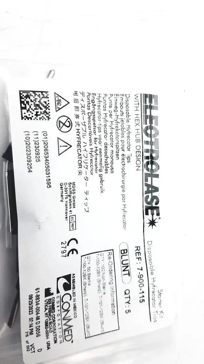 Electrolase disposable h-connector set of five black plastic hex hub connectors for conmed hyfrecator used medical equipment
