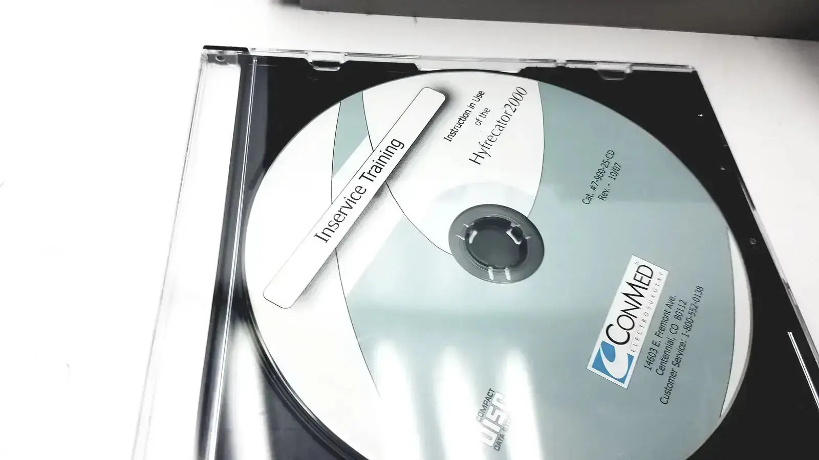 A light blue and white conmed hyfrecator 2000 cd in a silver plastic tray from pre owned medical equipment for sale