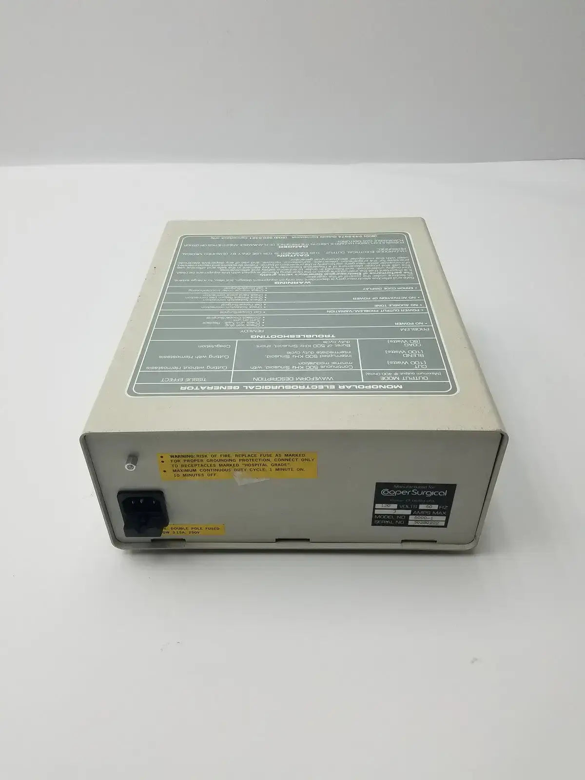 CooperSurgical LEEP System 6000 Electrosurgical Generator Model 6000-1 120V