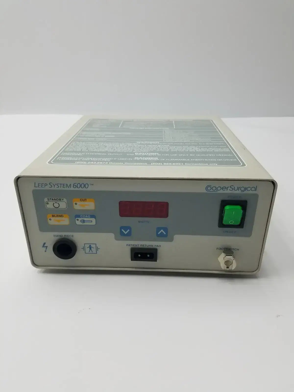CooperSurgical LEEP System 6000 Electrosurgical Generator Model 6000-1 120V