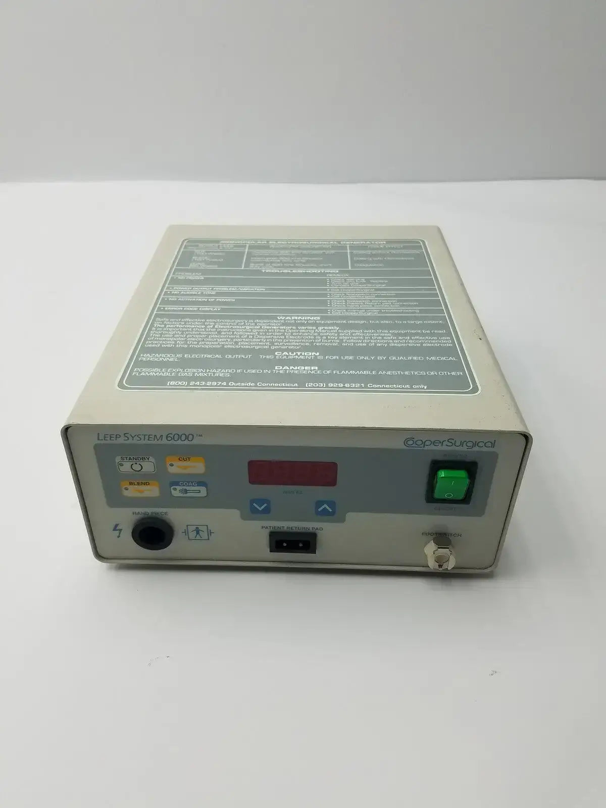 CooperSurgical LEEP System 6000 Electrosurgical Generator Model 6000-1 120V