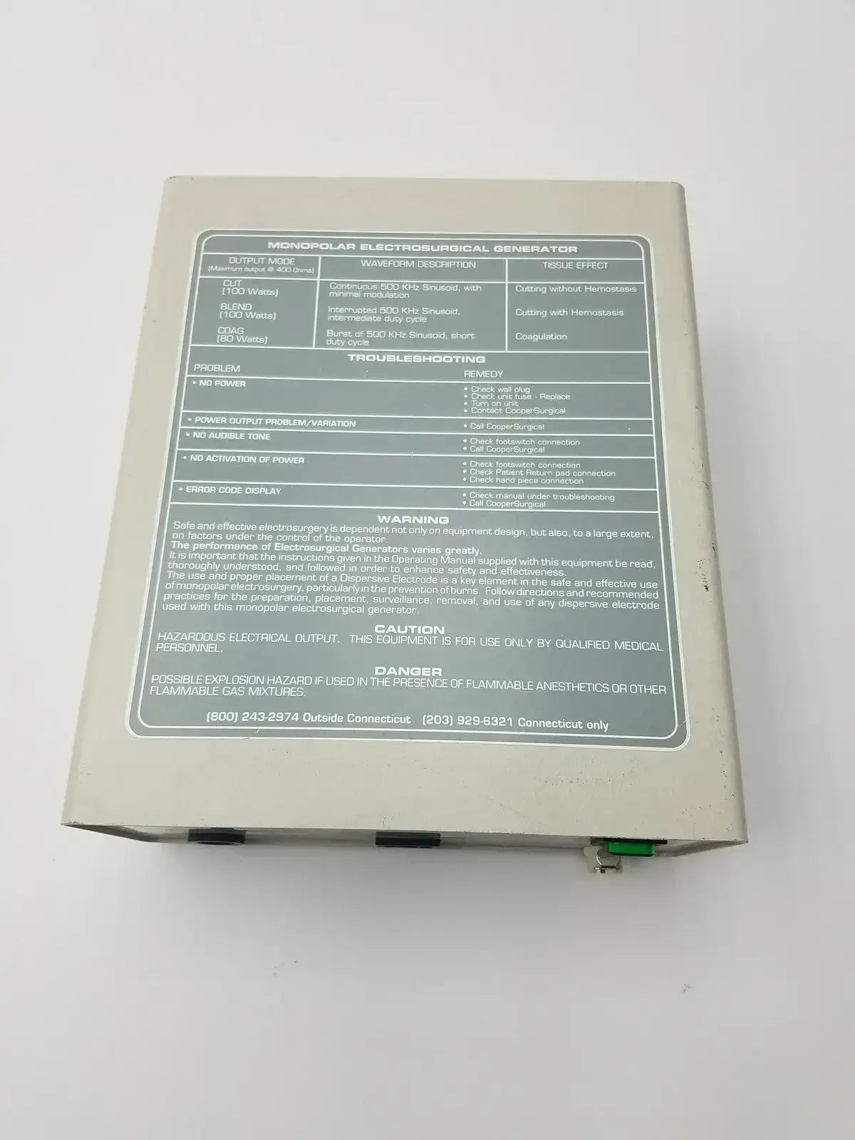 CooperSurgical LEEP System 6000 Electrosurgical Generator Model 6000-1 120V