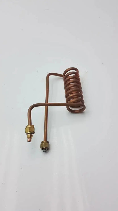 Copper-colored coiled fin tube coil heat exchanger with brass fittings for copper nickel fin tube applications