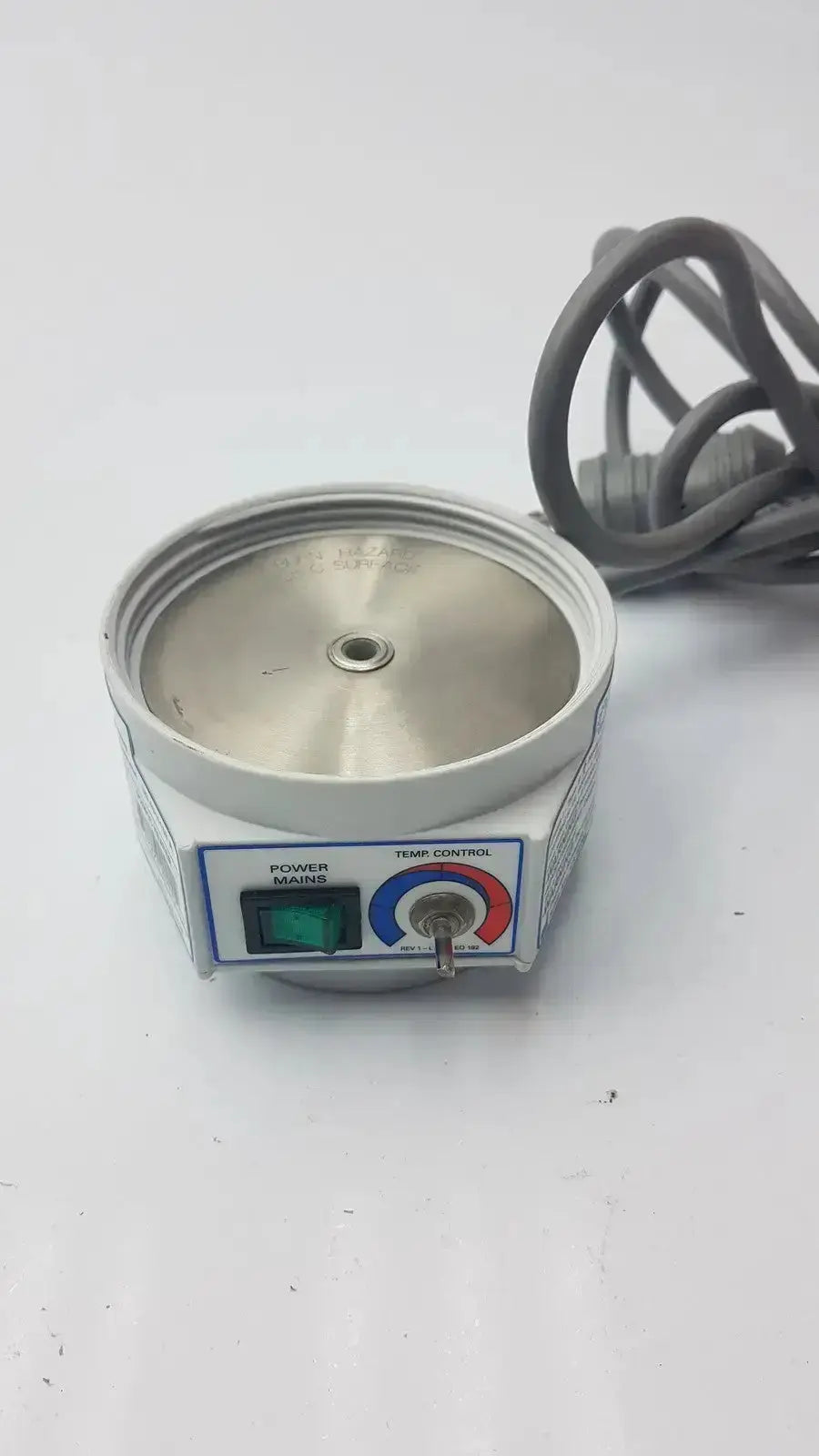 White and silver curaplex 301-p2001 humidifier heater p2001c with power switch temperature dial and coiled gray cord