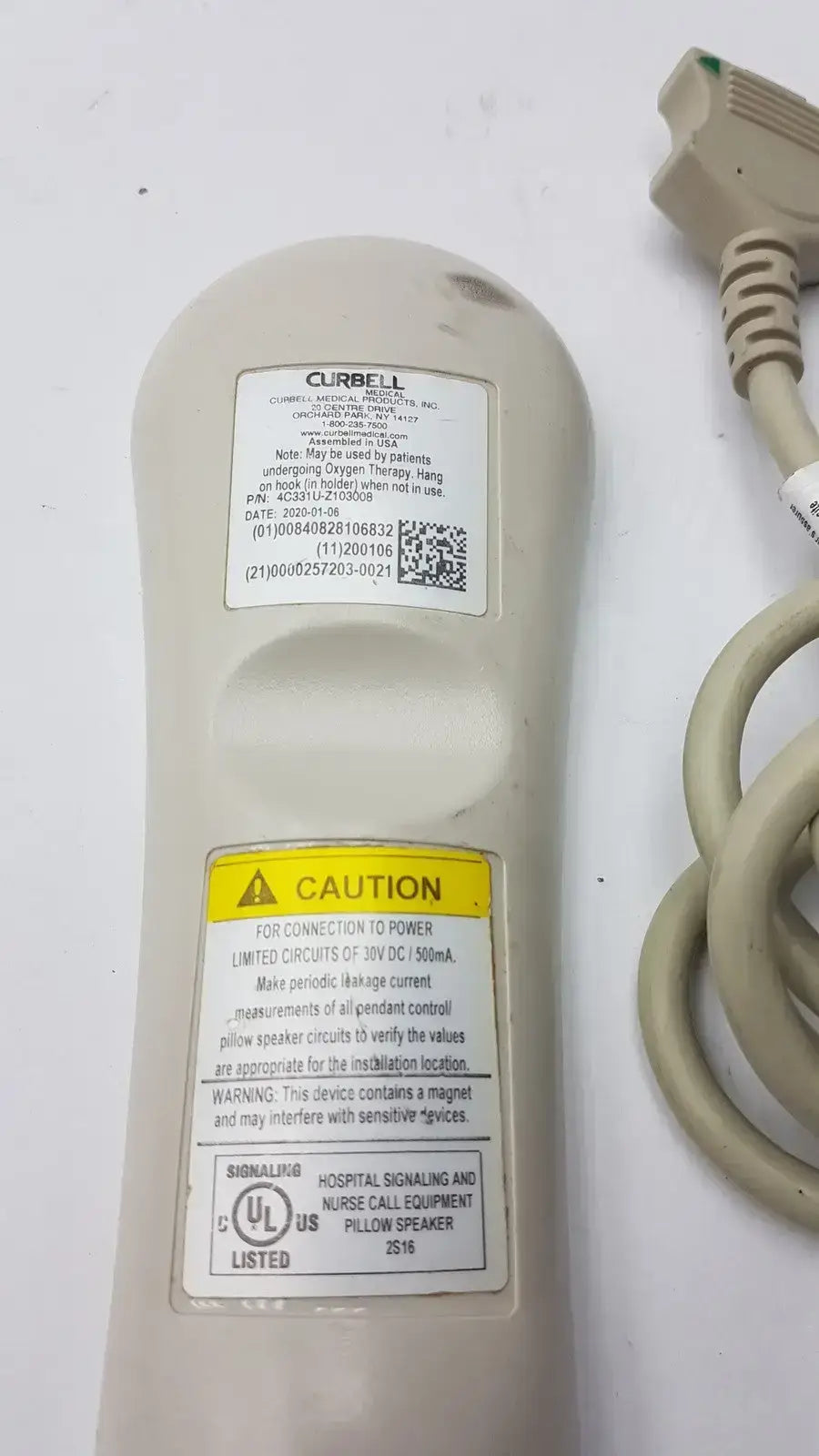 Curbell 4C331U-Z103008 Gen4 Pillow Speaker Remote Controller