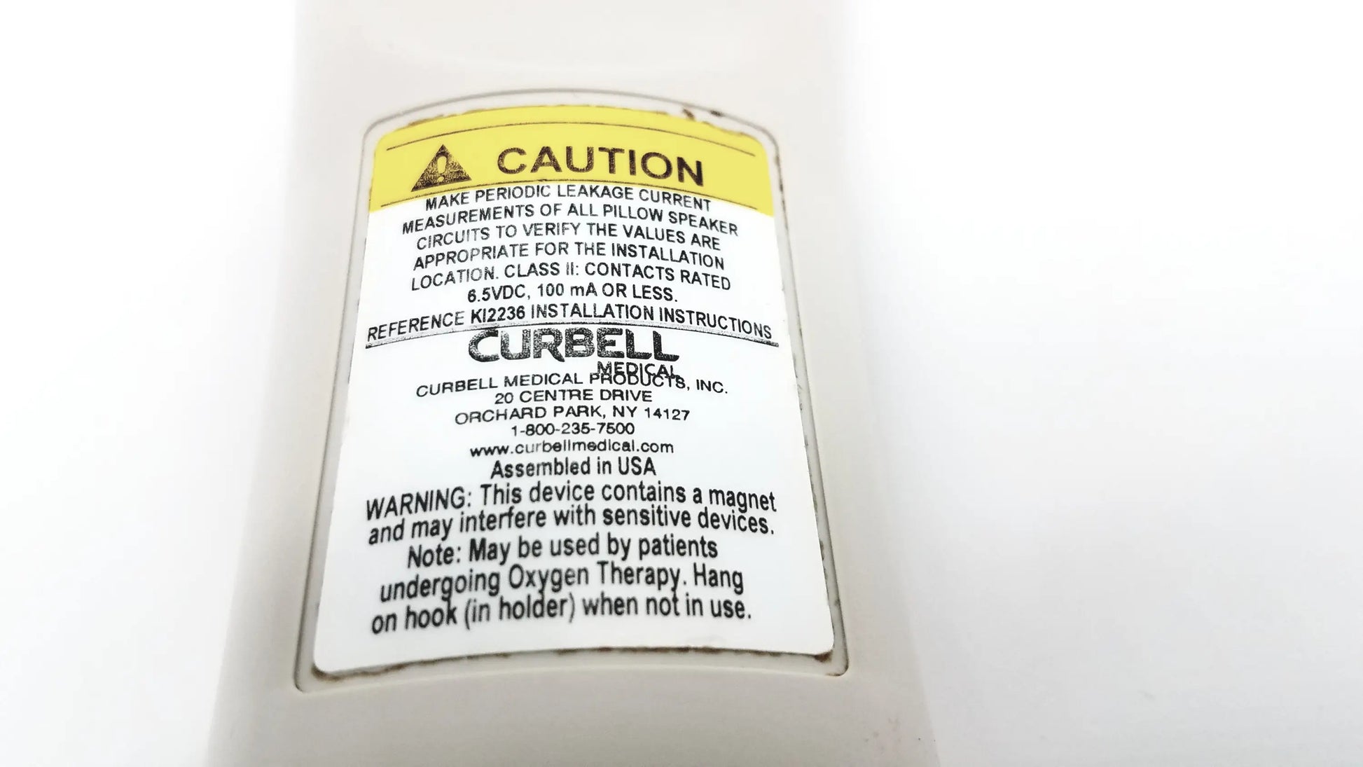 Curbell Getwell Network Nurse Call Remote P/N 5I412U-101021A