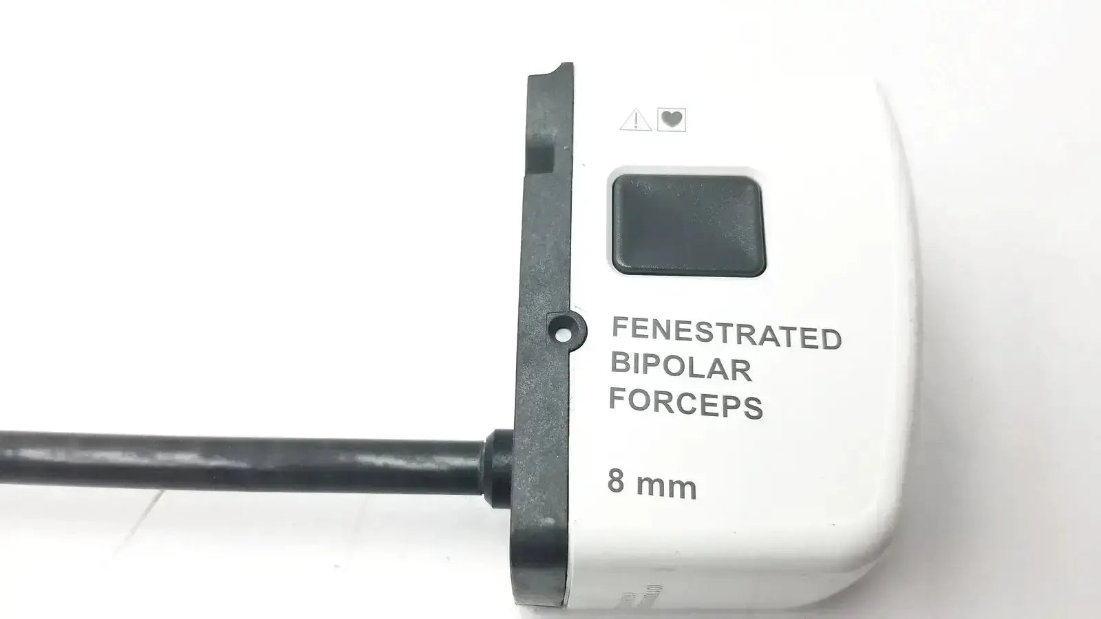 White plastic fenestrated bipolar forceps 8mm with black button and cable for Da Vinci Xi surgical system