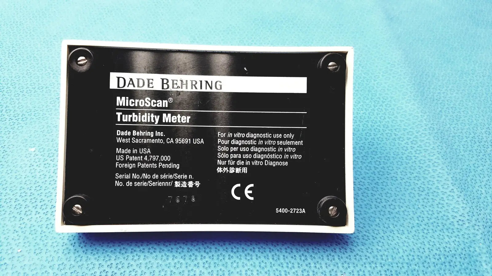 Dade Behring Microscan Turbidity Meter – Working Unit No Power Supply Included
