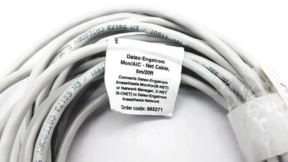 White coiled datex-extension mon aic network cable 20ft length for reliable aic network connectivity
