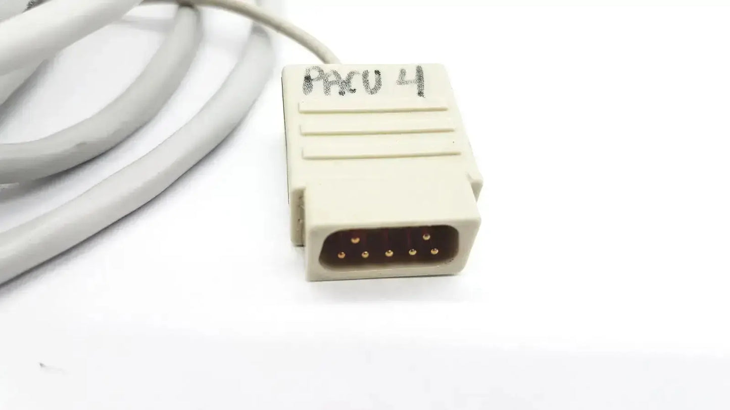 Beige medical-grade mon aic network connector with gray cable marked pxc0 4 for Datex-extension 20ft cable