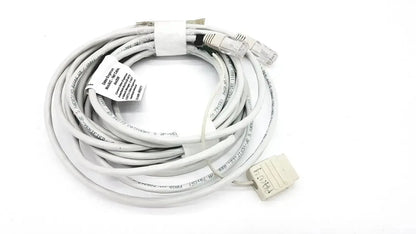 White datex-extension mon aic network cable 20ft with rj-45 connectors coiled and neatly bundled design