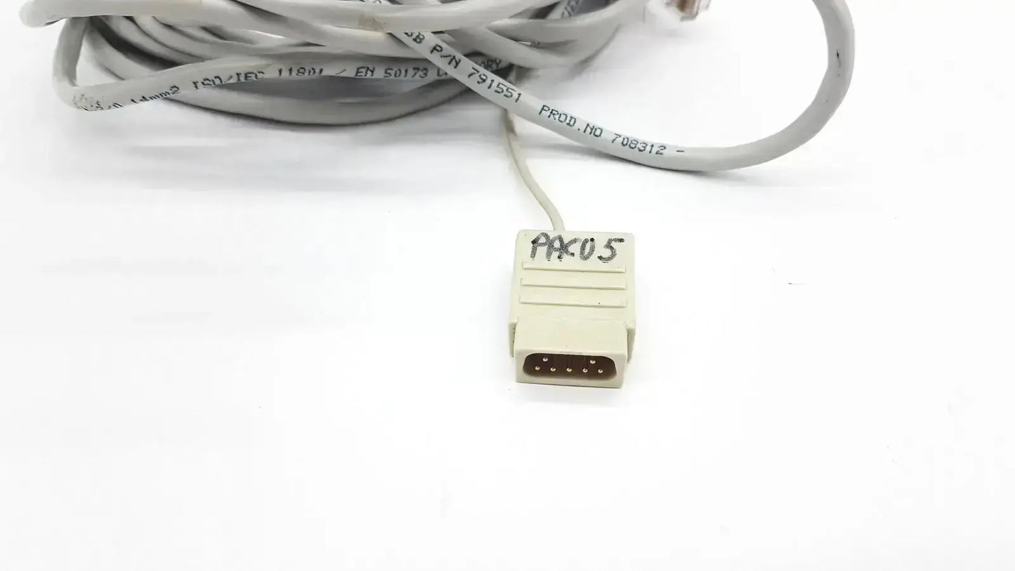 Gray coiled mon aic network cable with beige 9-pin d-sub connector marked pak05 for aic network cable extension