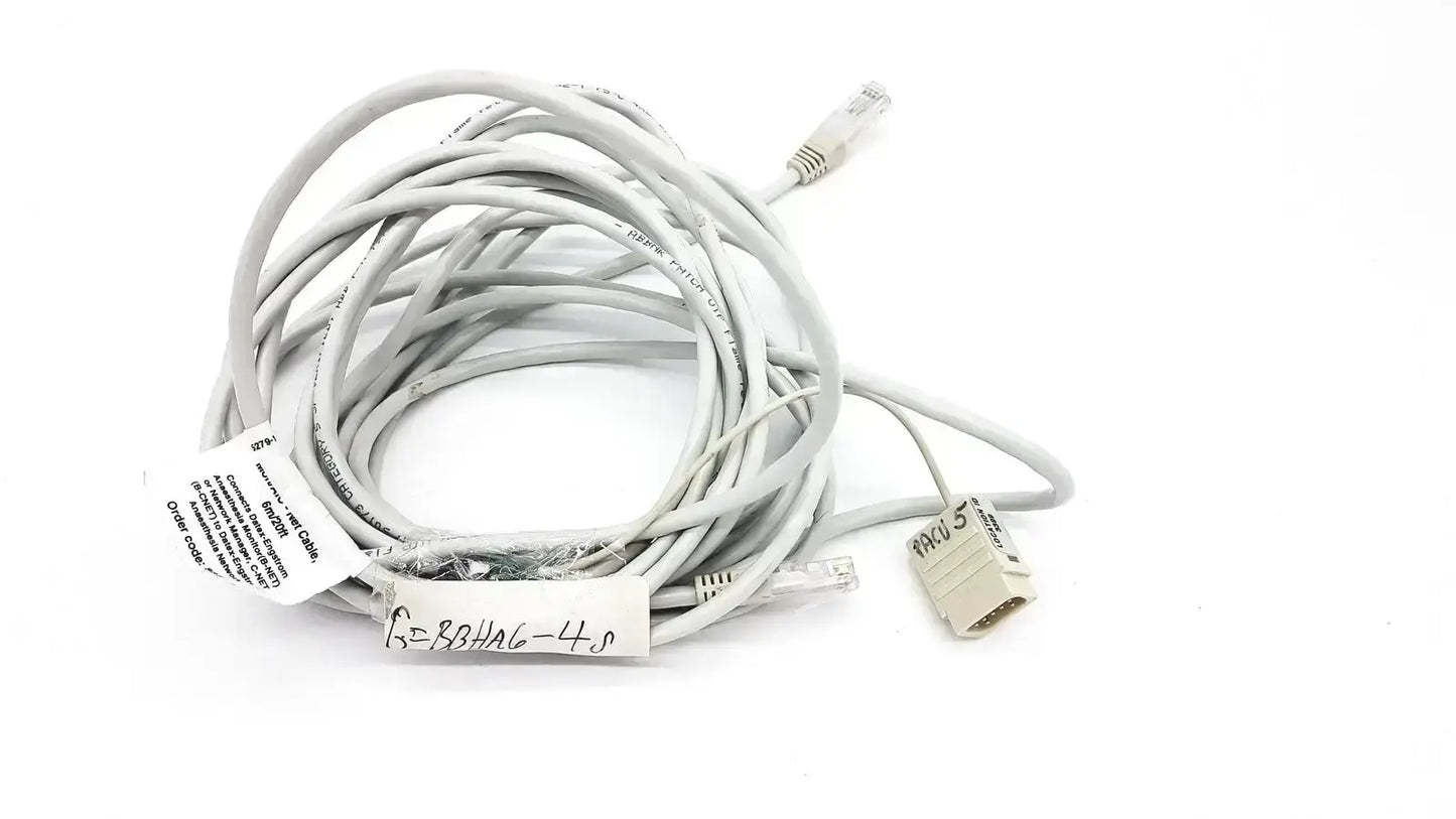 Gray ethernet network cable with rj45 connector and db-25 adapter for mon aic network cable 6m 20ft length