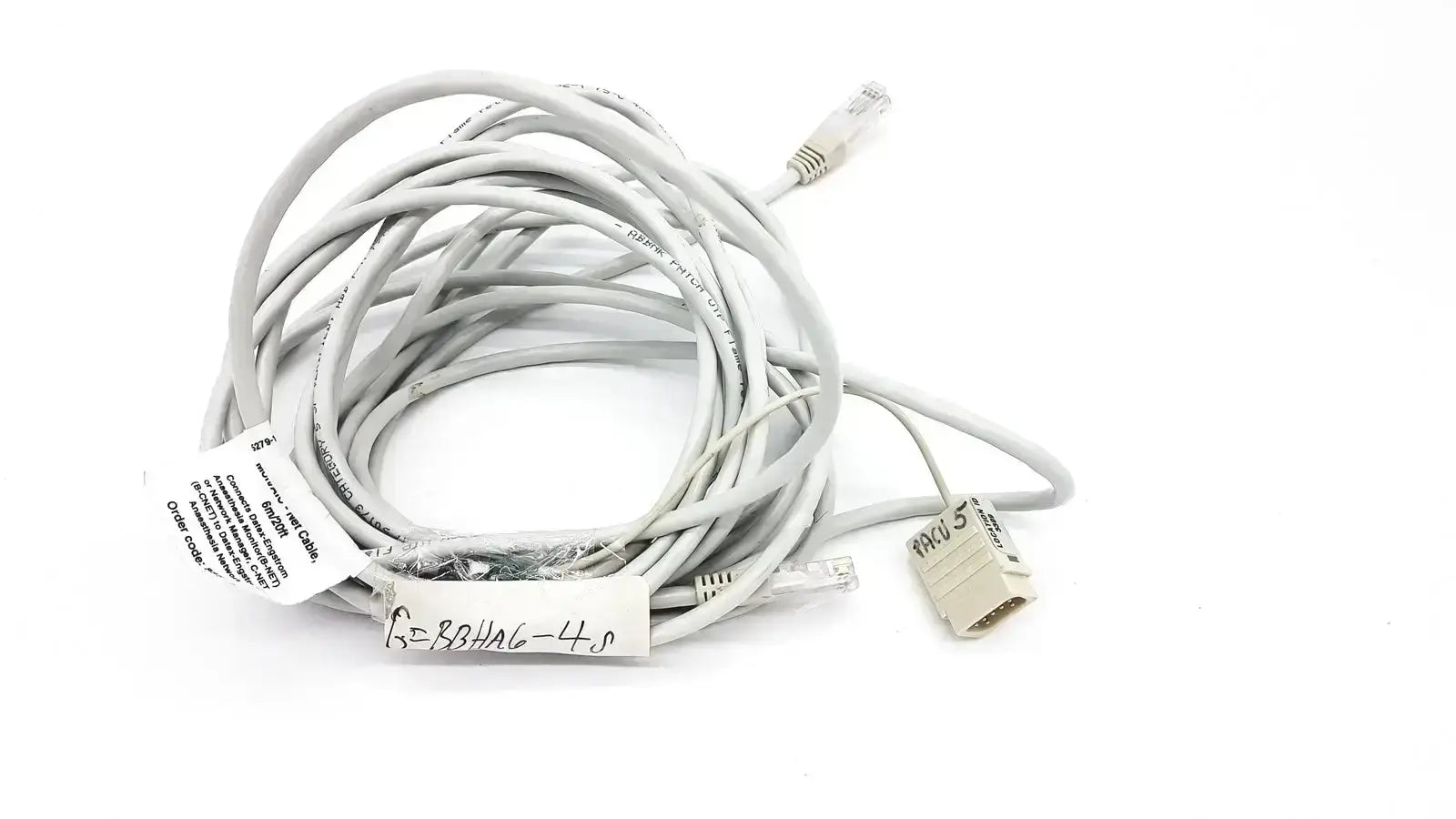 Gray ethernet network cable with rj45 connector and db-25 adapter for mon aic network cable 6m 20ft length