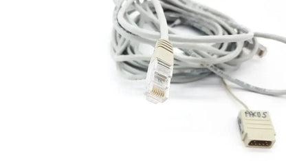 Gray Datex-Extension mon AIC network cable 6m with clear rj45 connector and beige pacos adapter for aic network use