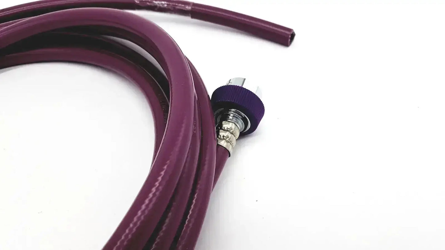 Purple flexible hose assembly evacuation with metallic connector and protective cap for datex ohmeda medical use