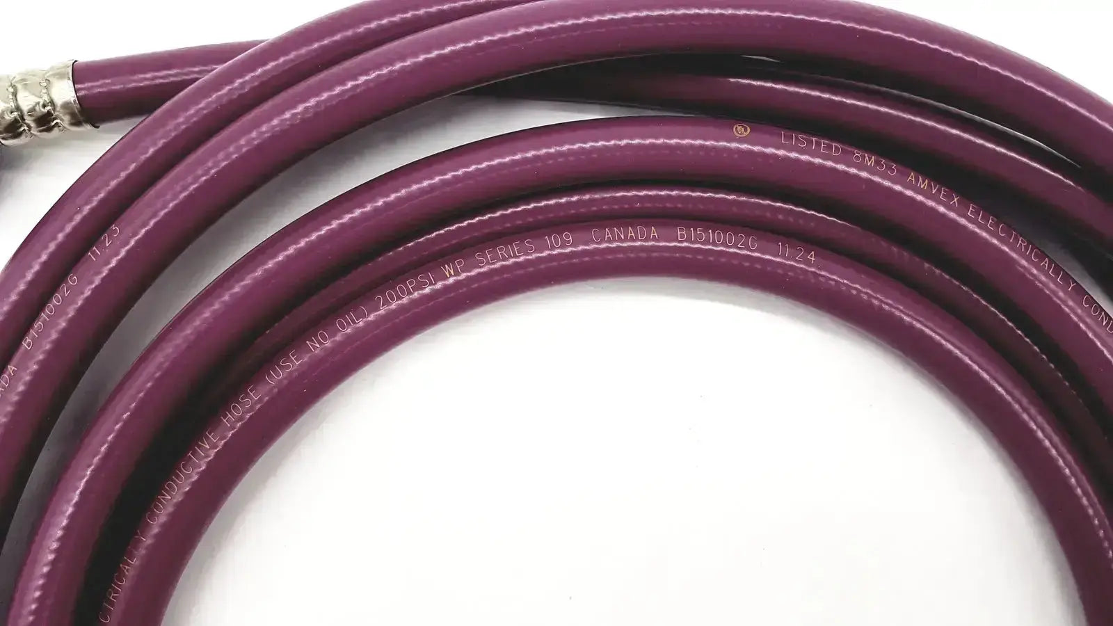 Purple rubber datex ohmeda hose assembly evacuation with embossed text and metallic connector for medical use