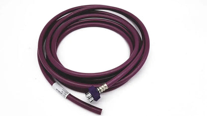 Maroon coiled hose assembly with metallic connector and purple fitting for datex ohmeda hose assembly evacuation use