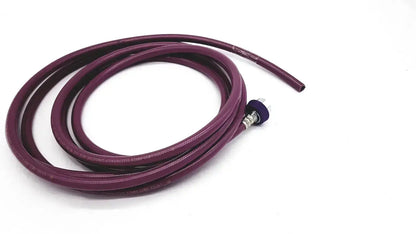 Coiled deep burgundy rubber hose assembly evacuation with metallic connector and blue cap from datex ohmeda 1009-8201-000